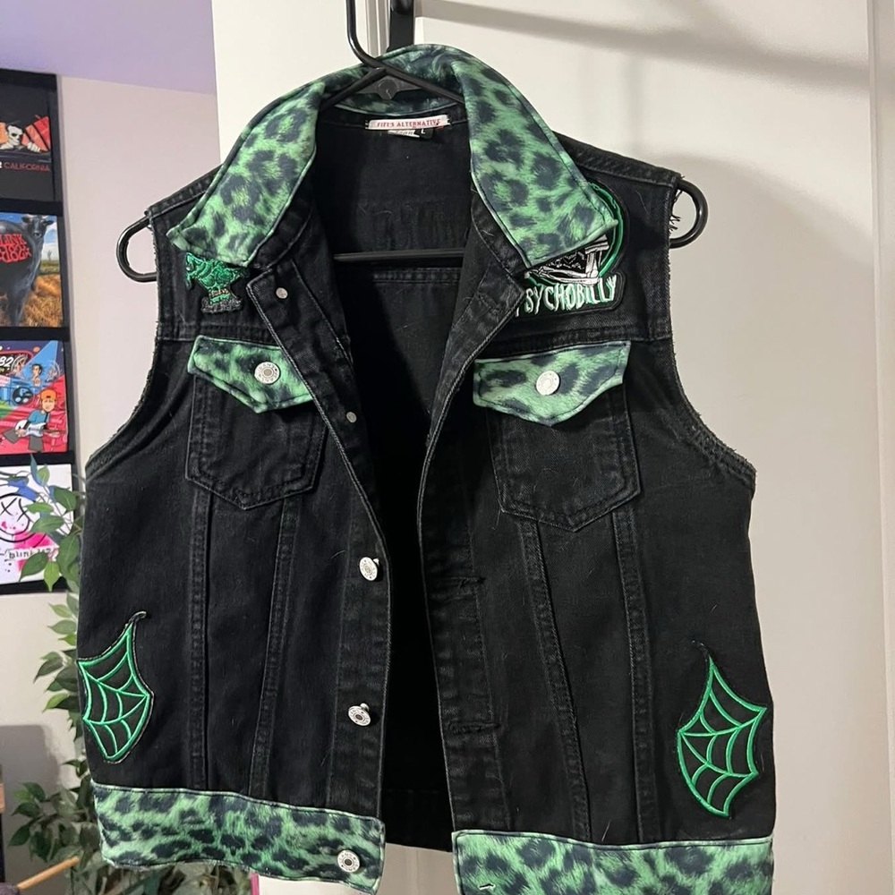 Rockabilly Green Leopard Print vest